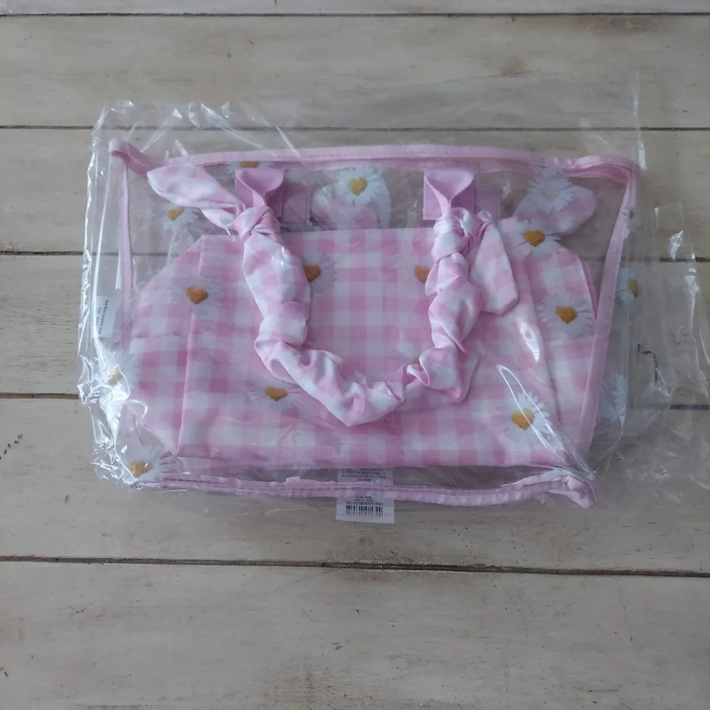 Iscream Daisy Love Clear Tote & Gingham Pink Pouch BNWT SO RETIRED